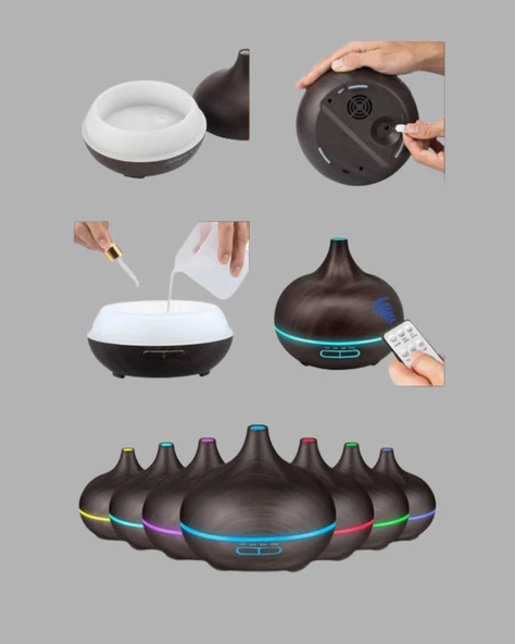 Uçucu Yağ Uyumlu Renkli LED Işıklı Nemlendirici - 3