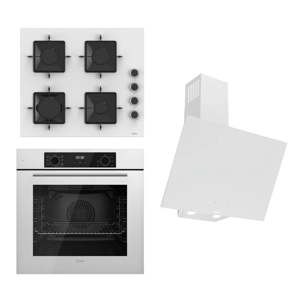 Ferre FLOWART-SILENTART Serisi Beyaz Set (SS206 + QBL63CB +D078-SA ) - Emaye Izgara ürün görseli 1