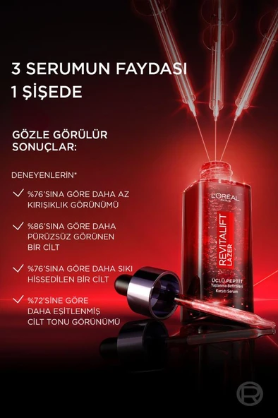 Loreal Paris Revitalift Lazer Yaşlanma Belirtileri Karşıtı Üçlü Peptit Bakım Serumu 30 ml - Resim 4