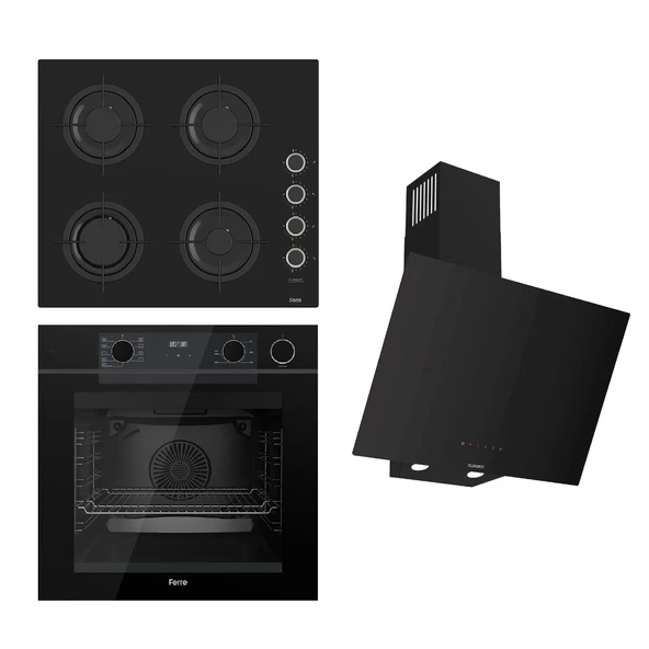 Ferre STEAMART-FRYART-SILENTART Serisi Siyah Set (CS205-FA + QEP64CS +D077-SA ) - Emaye Izgara / Kademeli Musluk ürün görseli 1