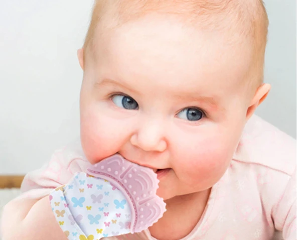 Babyjem Bebek Diş Kaşıyıcı Eldiveni Kelebek Pembe - Resim 3