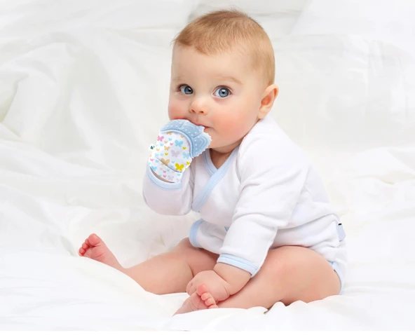 Babyjem Bebek Diş Kaşıyıcı Eldiveni Kelebek Mavi - Resim 2