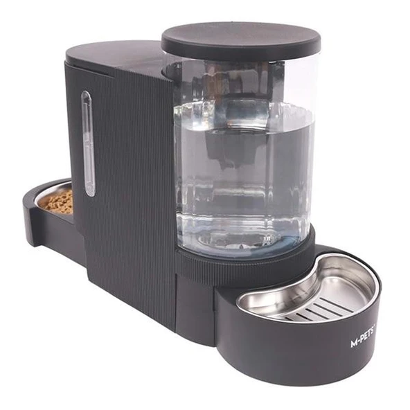 M-Pets Duplo Hazneli Kedi Köpek Mama ve Su Kabı Siyah 6Lt 2,65Kg