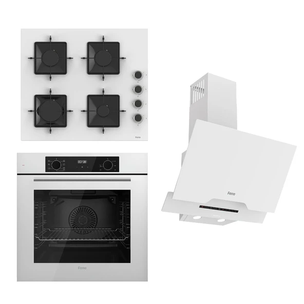 Ferre FLOWART-SILENTART Serisi Beyaz Set (SS206 + QBL63CB +D064-SA ) - Emaye Izgara ürün görseli 1