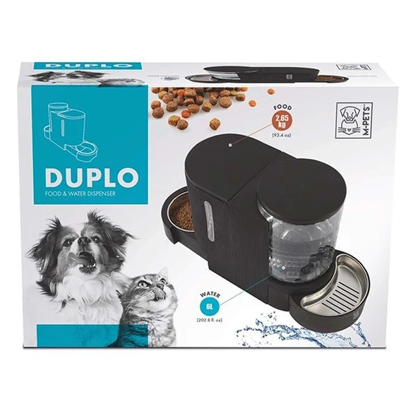M-Pets Duplo Hazneli Kedi Köpek Mama ve Su Kabı Siyah 6Lt 2,65Kg - 6
