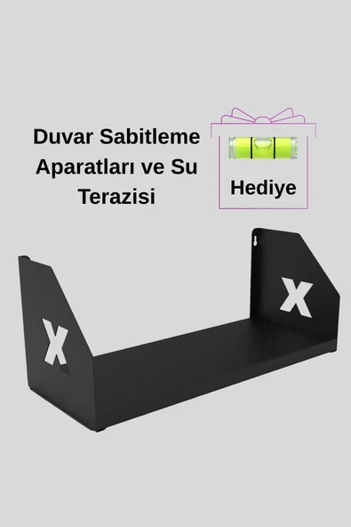 Raf Metal Duvar Rafı Kitaplık Aksesuar Düzenleyici Su Terazisi Hediyeli Ahşap Raflara Göre Daha Daya ürün görseli