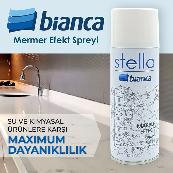 Bianca Stella İnce Mermer Efekt Sprey Boya Beyaz 200 ml - Resim 4