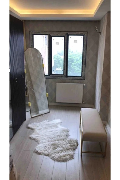Neva Serisi Yatak Ucu Oturma Bankı Makyaj Oturağı Metal Ayaklı Krem Puf Bench Montajsız Oturak - 2