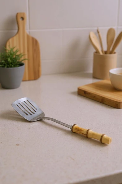 Bambum Mundo - Bambu Saplı Oluklu Kevgir 35*7,5cm - 2