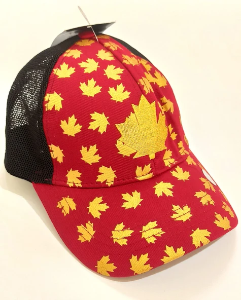 Monalisa Home Şık Bordo Renk,Sarı Yaprak Detaylı  Erkek Şapka