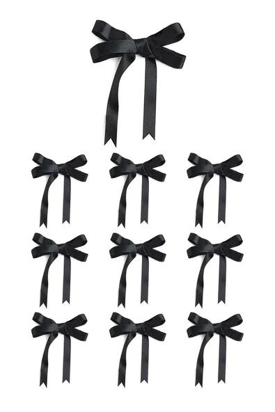 10 Adet Siyah Saten Fiyonk Süsleme Küçük Kurdele Seti - Resim 3