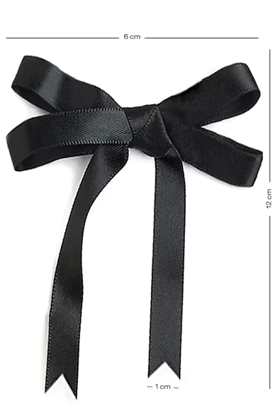 10 Adet Siyah Saten Fiyonk Süsleme Küçük Kurdele Seti - Resim 2