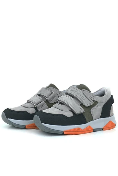 Rakerplus Hakiki Deri Gri Siyah Çocuk Sneakers Spor Ayakkabı - Resim 5