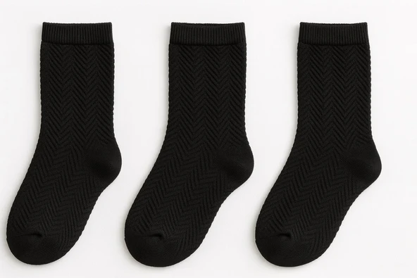 Plus Scorpion Erkek Siyah Kabartmalı Desen Çorap 3’lü Set (40-44) - Resim 4