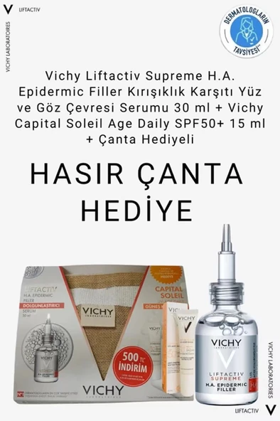Vichy Liftactiv Supreme H.A. Epidermic Filler Kırışıklık Karşıtı Yüz Serumu 30 ml+ Vichy Capital Soleil SPF50+ 15 ml Çan