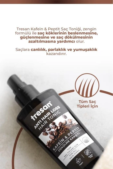 TRESAN Kafein Peptit Dökülme Karşıtı Vegan Saç Toniği 125 ml - Resim 3