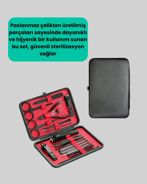 17 Parçalık Profesyonel Manikür Seti – Paslanmaz Çelik - 5