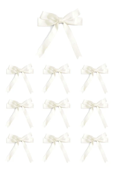 10 Adet Ekru Saten Fiyonk Süsleme Küçük Kurdele Seti - Resim 3