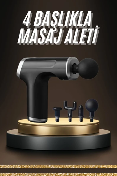 Profesyonel Masaj Tabancası Sporcu Masaj Aleti 4 Başlıklı Şarjlı Titreşimli