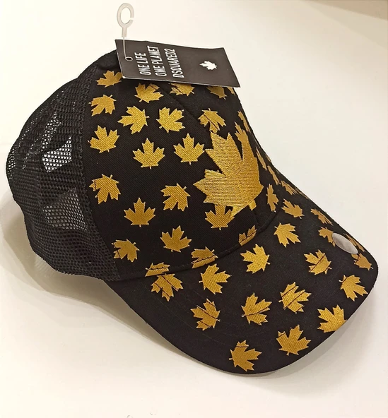 Monalisa Home Şık Siyah Renkli  ,Sarı Yaprak Yaldızlı  Şapka