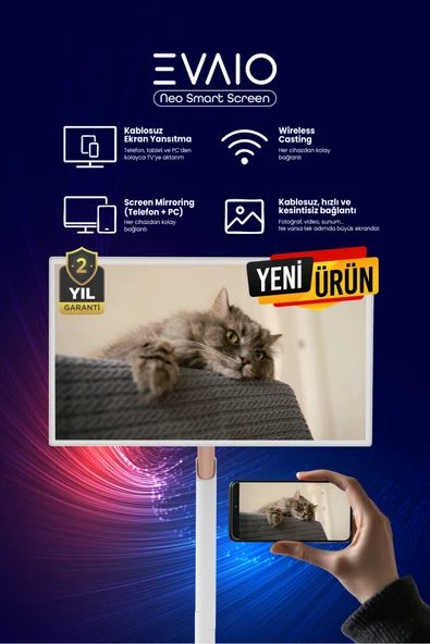 EVAIO Neo 32 inç 80 Ekran FHD Taşınabilir Android Smart LED Ekran - Resim 4