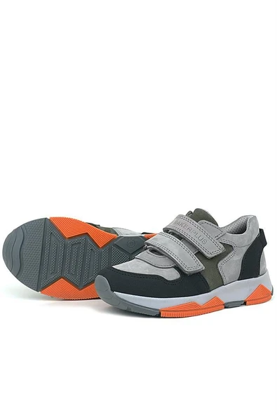 Rakerplus Hakiki Deri Gri Siyah Çocuk Sneakers Spor Ayakkabı - Resim 7