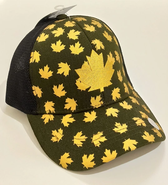 Monalisa Home Şık Yeşil Renk ,Sarı Yaprak Detaylı Erkek Şapka