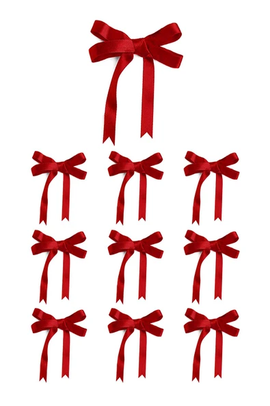 10 Adet Kırmızı Saten Fiyonk Süsleme Küçük Kurdele Seti - 3