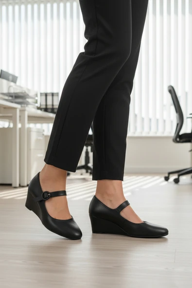 Aspor Siyah Kadın Dolgu Topuk Ayakkabı - 3