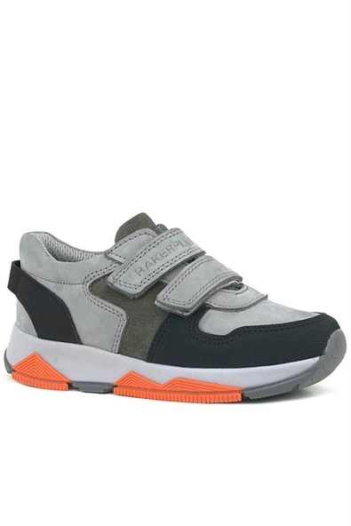 Rakerplus Hakiki Deri Gri Siyah Çocuk Sneakers Spor Ayakkabı - Resim 2