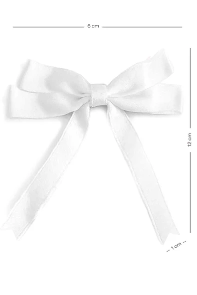 10 Adet Beyaz Saten Fiyonk Süsleme Küçük Kurdele Seti - Resim 2