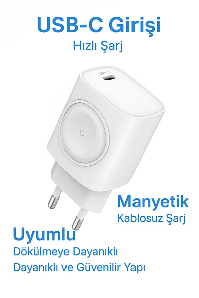 ÜSKÜDAR İLETŞİM  22W  TYPE-C Portlu Hızlı Şarj Adaptörü + Akıllı Saat Şarj Desteği - Resim 3