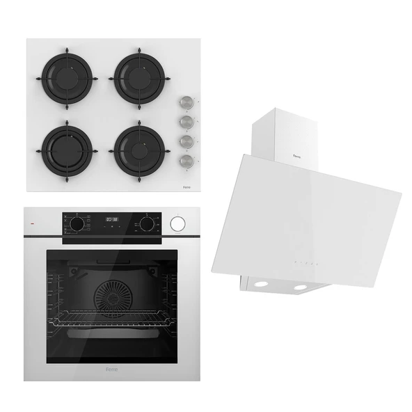Ferre STEAMART-FRYART Serisi Beyaz Set (CS206 + QEP64CB +D078 ) - Emaye Izgara