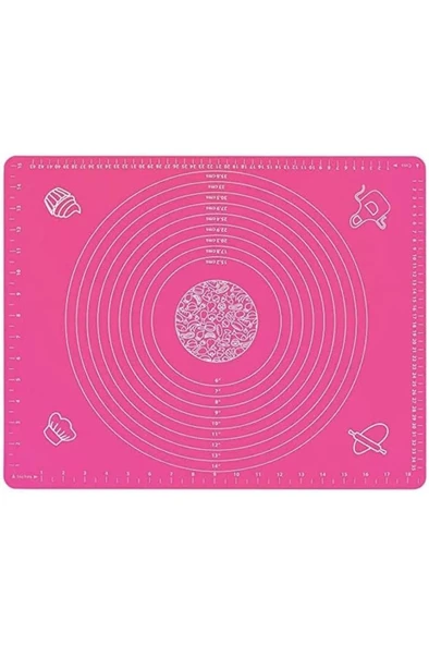 Silikon 40×50 Ölçülü Kaymaz Hamur Açma Yoğurma Matı Altlığı Pembe - 1