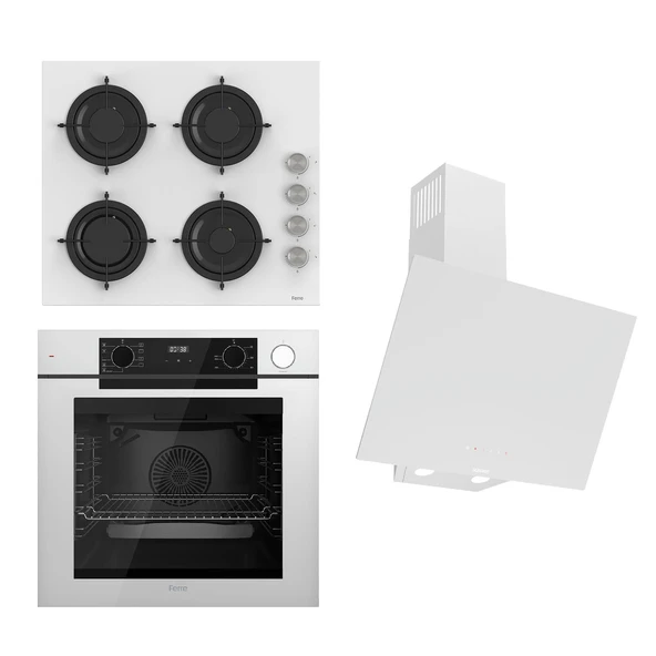 Ferre STEAMART-FRYART-SILENTART Serisi Beyaz Set (SS206 + QEP64CB +D078-SA ) - Emaye Izgara ürün görseli 1