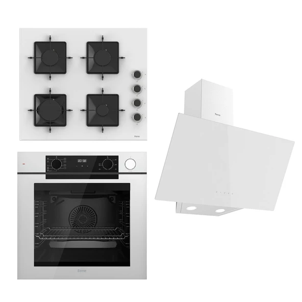 Ferre STEAMART-FRYART Serisi Beyaz Set (SS206 + QEP64CB +D078 ) - Emaye Izgara