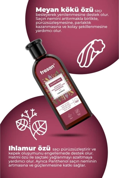 TRESAN Meyan Kökü Yoğun Nemlendirici Sülfatsız Bakım Şampuanı 300 ml - 4