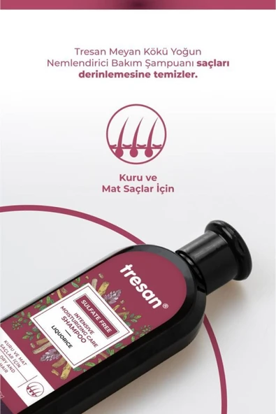 TRESAN Meyan Kökü Yoğun Nemlendirici Sülfatsız Bakım Şampuanı 300 ml - 3