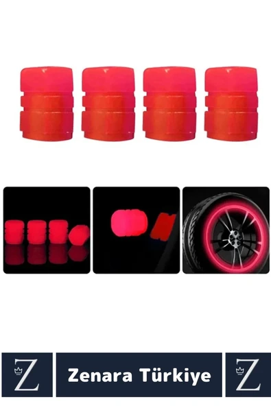 Tüm Otomobil Bisiklet Motosiklet Minibüslerle Uyumlu Kolay Montaj Fosforlu Sibop Kapağı 4 Adet - Resim 2