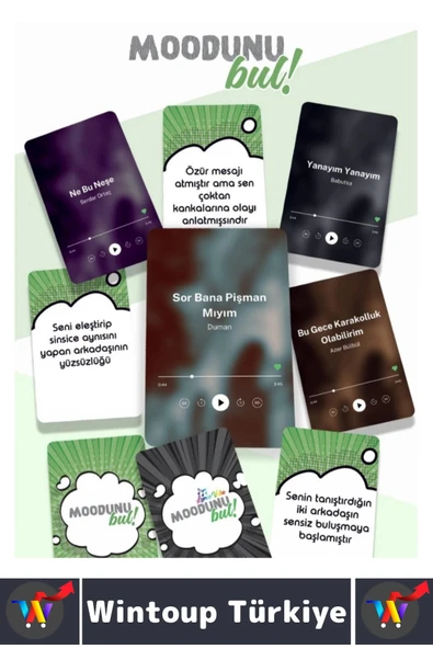 Eğlenceli Genç Yetişkin Arkadaş Müzik Oyunu Moodunu Bul-Lyric Vibe Oyun Kartları 150 Kart - Resim 2