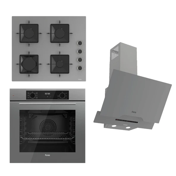 Ferre FLOWART-SILENTART Serisi Gri Set (SS208 + QBL63CPR +D065-SA ) - Emaye Izgara ürün görseli 1