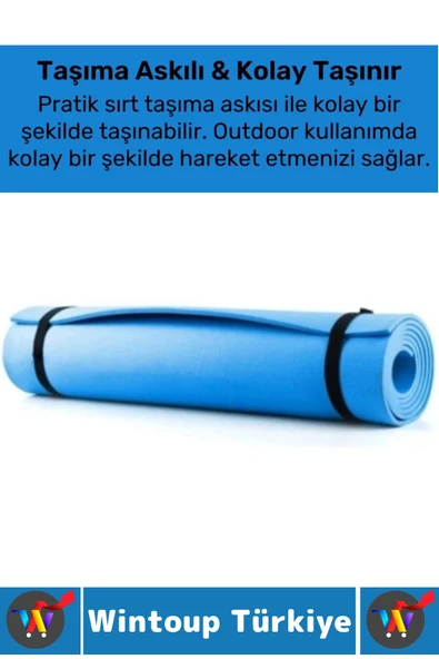 Taşıma Askılı Konforlu Su Geçirmez Kaymaz Pilates Aerobik Fitness Çadır Zemin Yer Minderi Kamp Matı - 2