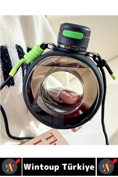 Premium Ergonomik Sızdırmaz Kapak Omuz Askılı Spor Okul Ofis Çok Şık Estetik Su Matarası 750 ML - 4