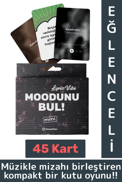 Eğlenceli Genç Yetişkin Arkadaş Müzik Oyunu Moodunu Bul Mini-Lyric Vibe Oyun Kartları 45 Kart ürün görseli