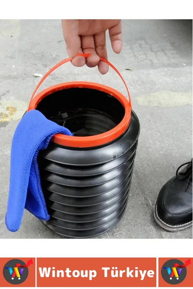 Dayanıklı Portatif Kamp Piknik Buz Kovası Oto Çöp Kovası Çok Amaçlı Taşıma Askılı Kapaksız Kova - 3