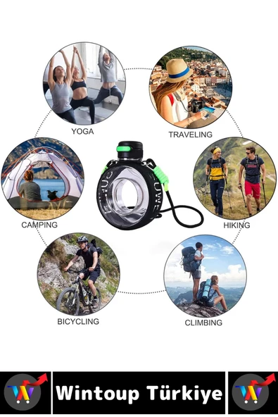 Premium Ergonomik Sızdırmaz Kapak Omuz Askılı Spor Okul Ofis Çok Şık Estetik Su Matarası 750 ML - 2