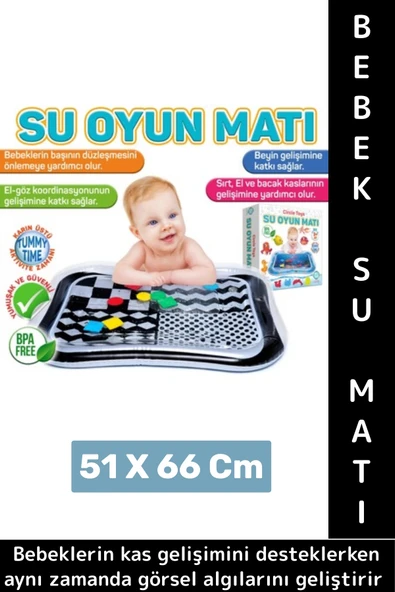 Premium BPA Free Bebek Aktivite Oyuncağı Emekleme Zamanı Yatak Minder Renkli Su Oyun Matı Siyah - 1