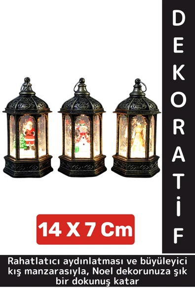 Dekoratif Hediyelik Masaüstü Ev Ofis Christmas Yılbaşı Noel Temalı Şık Işıklı Kar Küresi 14 X 7 Cm ürün görseli