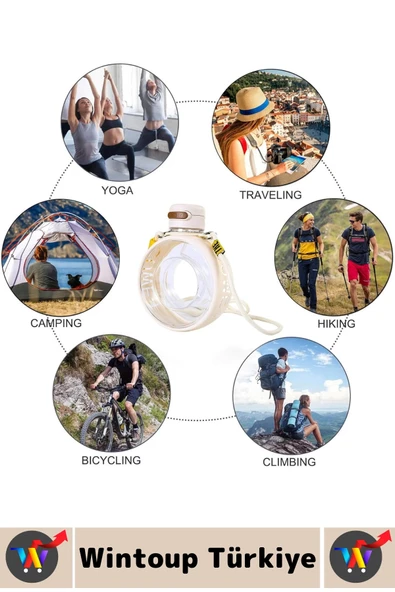 Premium Ergonomik Sızdırmaz Kapak Omuz Askılı Spor Okul Ofis Çok Şık Estetik Su Matarası 750 ML - 2