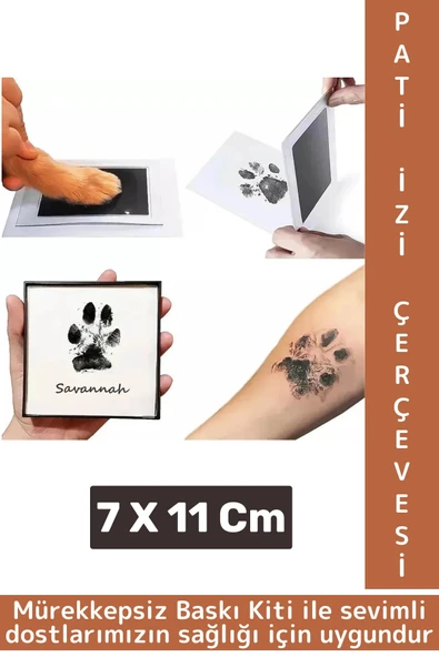 Premium İki Kullanımlık Mürekkepsiz Baskı Evcil Hayvan Kedi Köpek Pati İzi Fotoğraf Çerçevesi Seti ürün görseli